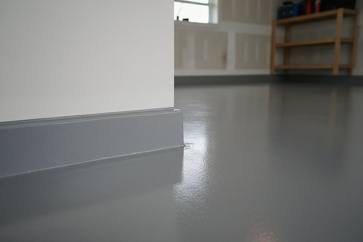 Epoxy floor edge where slab meets garage wall